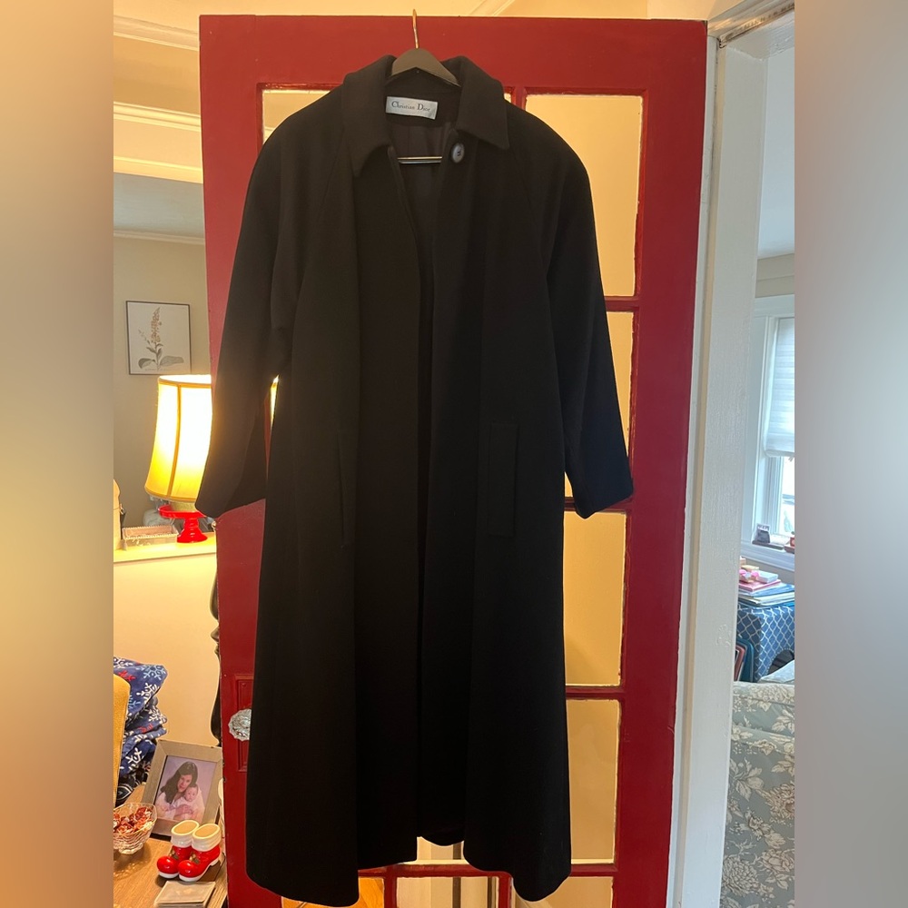 Vintage Dior Wool Long Coat Black